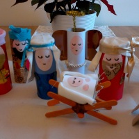 The Finished Toilet Roll Nativity Scene