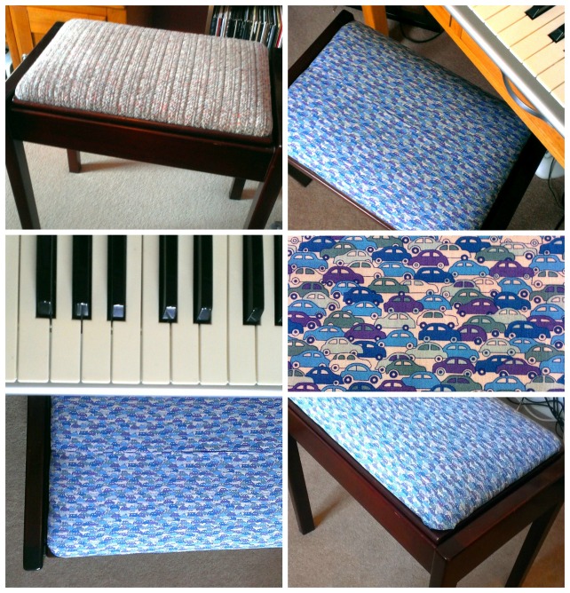 reupholstered Liberty print piano stool
